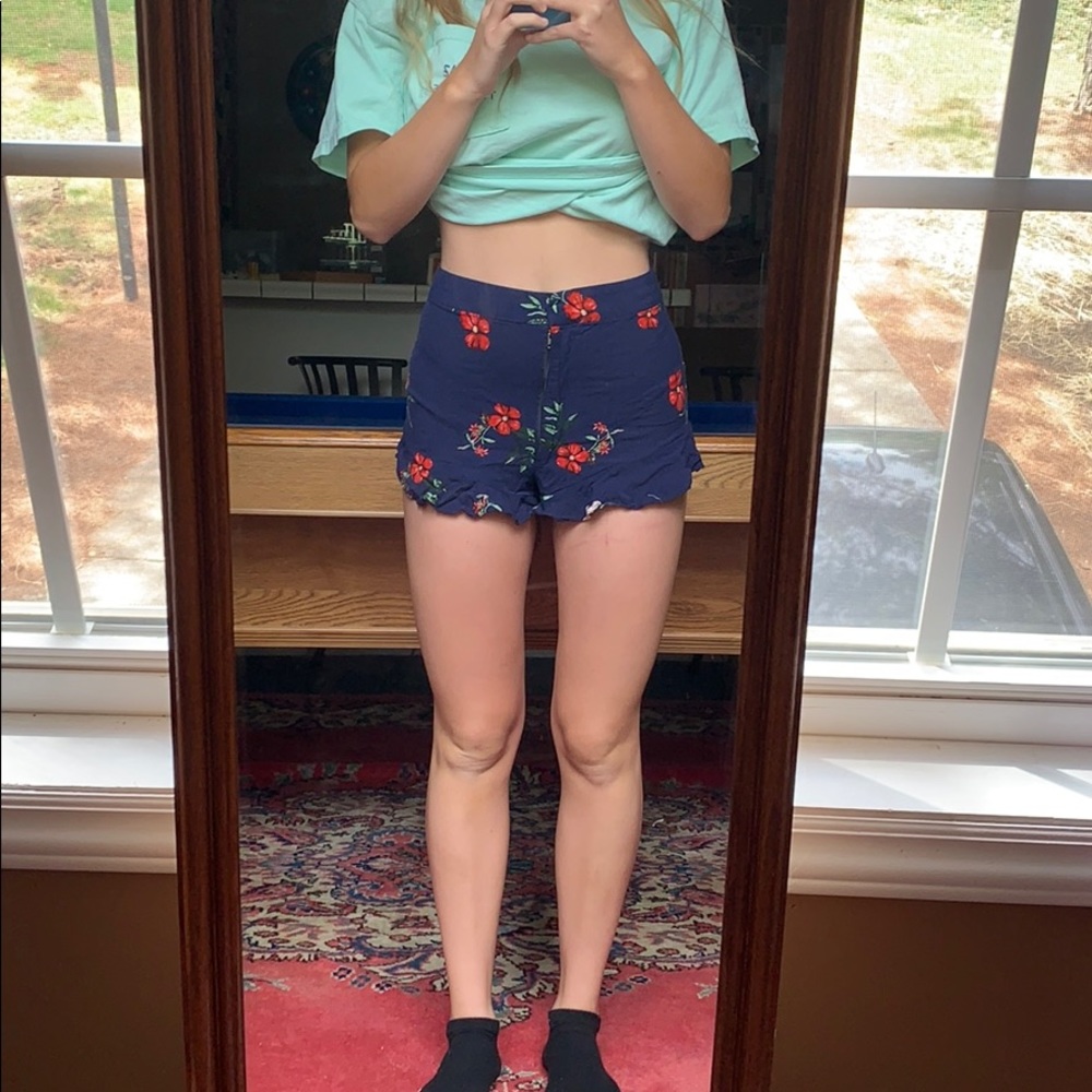 High rise floral shorts